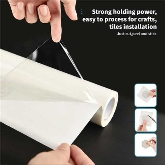 Double Sided Adhesive Tape Roll for Peel Stick Tile Craft DIY Projects 30ft - Picture 4 of 7